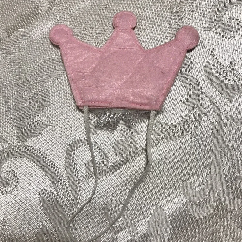 Dog Costume Princess Crown Medium Pink Silver Flower Accent